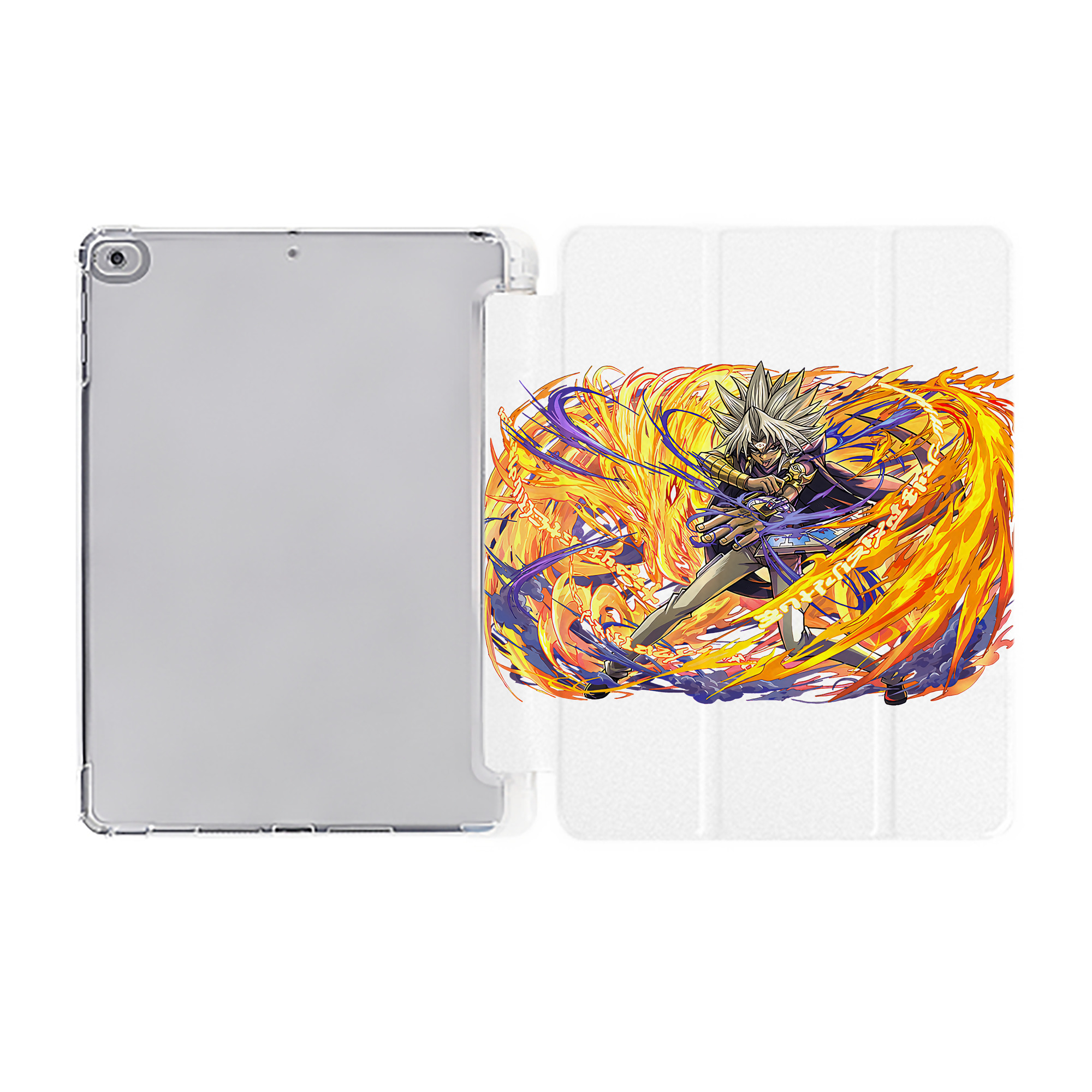 （画像用） 遊☆戯☆王 Yu-Gi-Oh! IPad ケース ペン収納付き 三つ折りスタンド PUレザー×シリコン 対応機種9.5/10.5/10.9インチ
